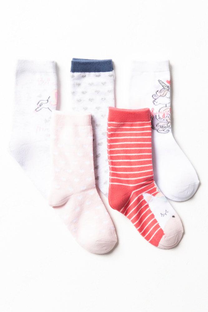 5 Pack Unicorn Anklet Socks Multi