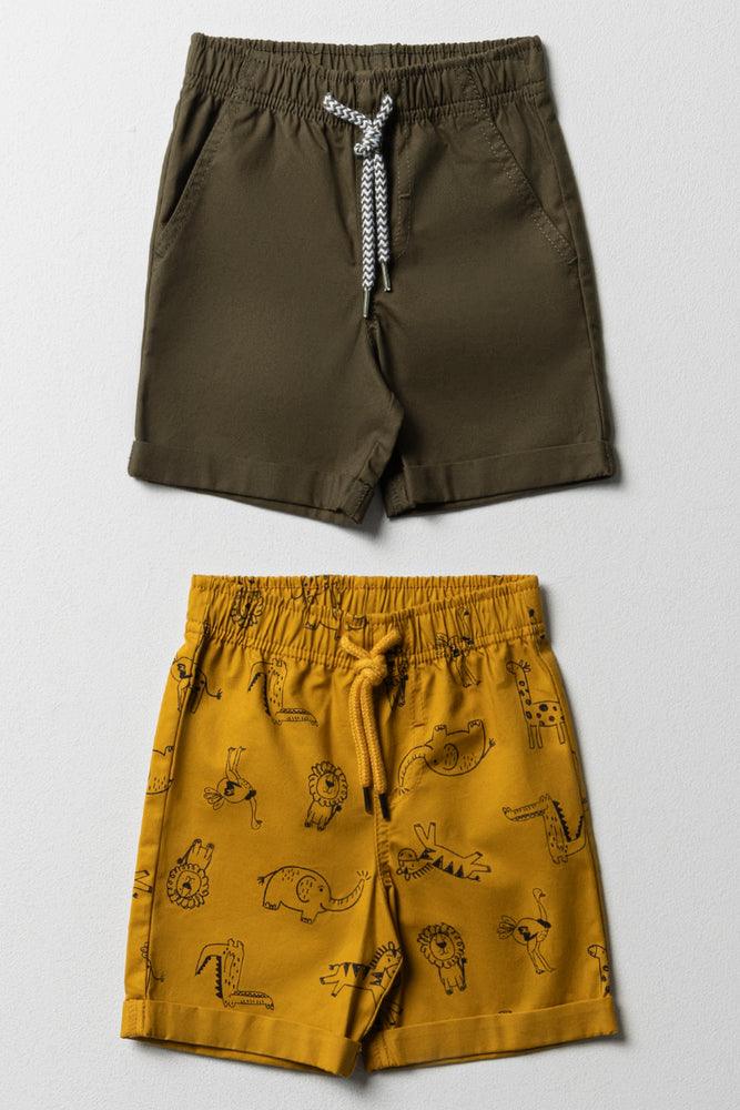 2 Pack Shorts Yellow & Dark Green