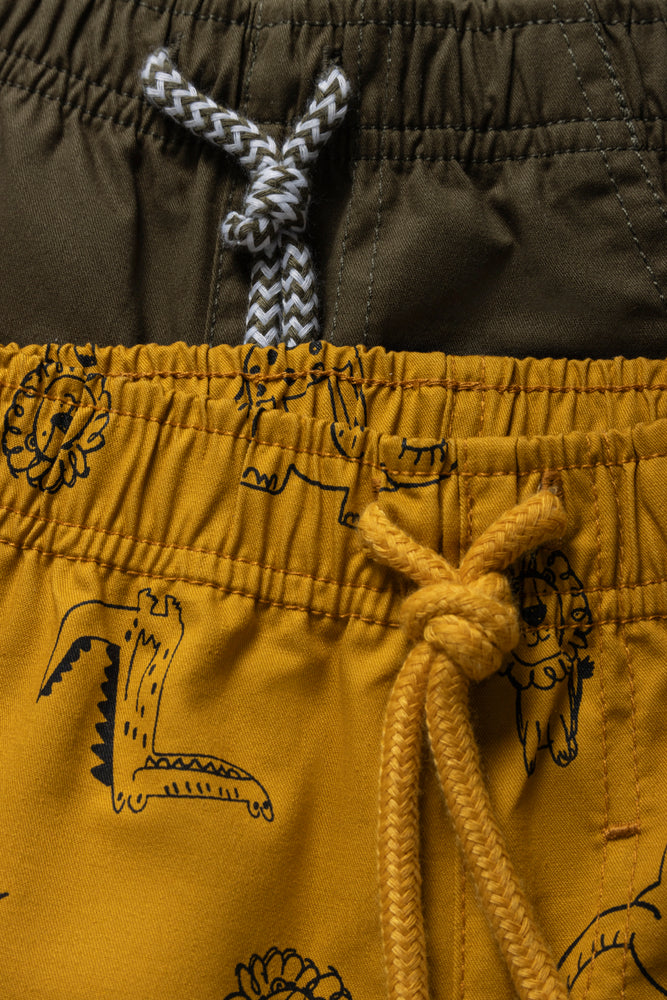 2 Pack Shorts Yellow & Dark Green
