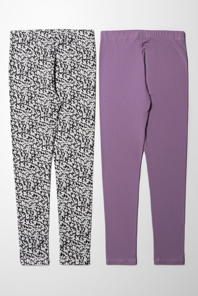 2 Pack Legging Mulberry And Black Daisy (2)