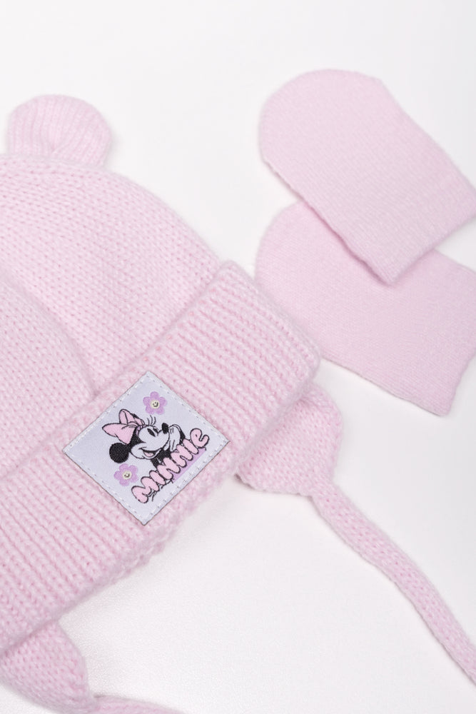 Minnie Mouse Beanie And Mittens Set Pink (1)