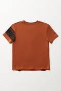 Zipper Short Sleeve T-Shirt Brown (2)