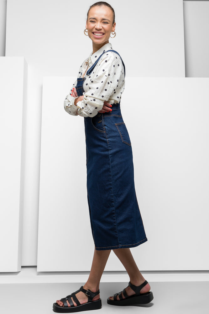 Denim Dungaree Dress Blue (1)