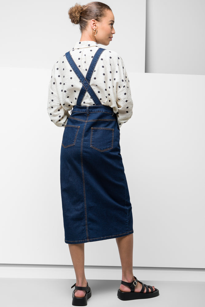 Denim Dungaree Dress Blue (2)