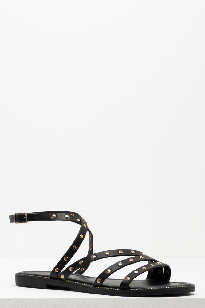 Studded Strappy Sandal Black