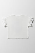 Pearl Shell Frill Sleeve T-Shirt White (2)