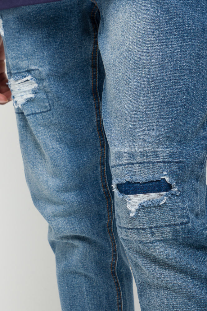 Rip Repair Skinny Mid Blue (4)