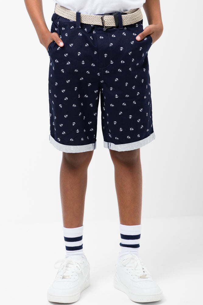 Belted Chino Shorts Navy