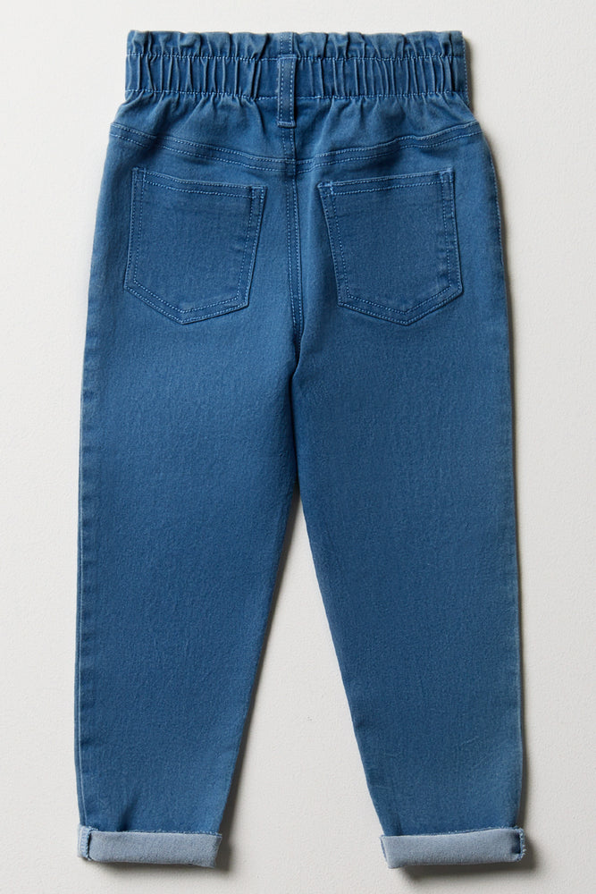 Mini Mom Paperbag Denim Jeans Blue (2)