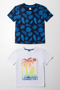 2 Pack Tropical T-Shirts White And Cobalt