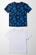 2 Pack Tropical T-Shirts White And Cobalt (3)