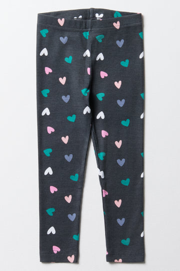 Hearts Leggings Charcoal