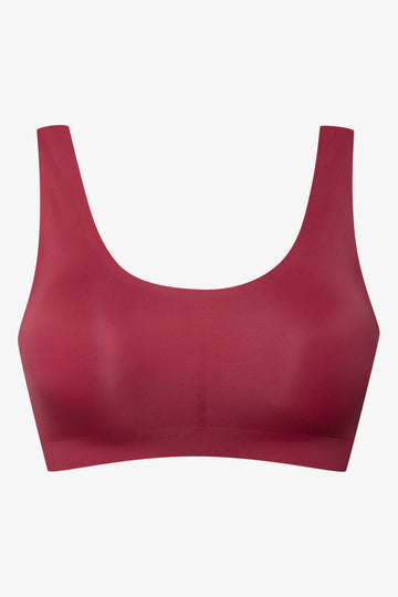 Bonded Lace Back Crop Top Burgundy