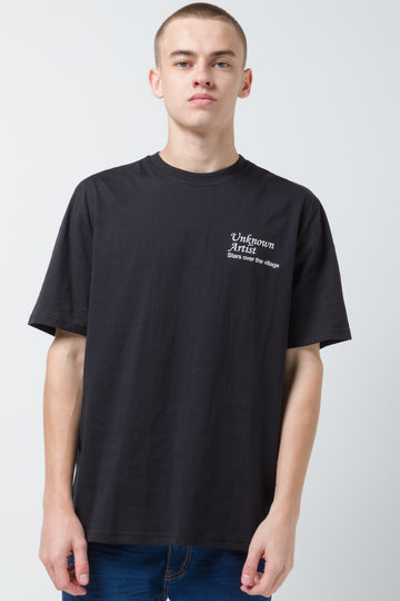 FRONT AND BACK PRINTED T -SHIRT BLACK