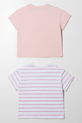 2 Pack Stripe T-Shirts Pink (2)