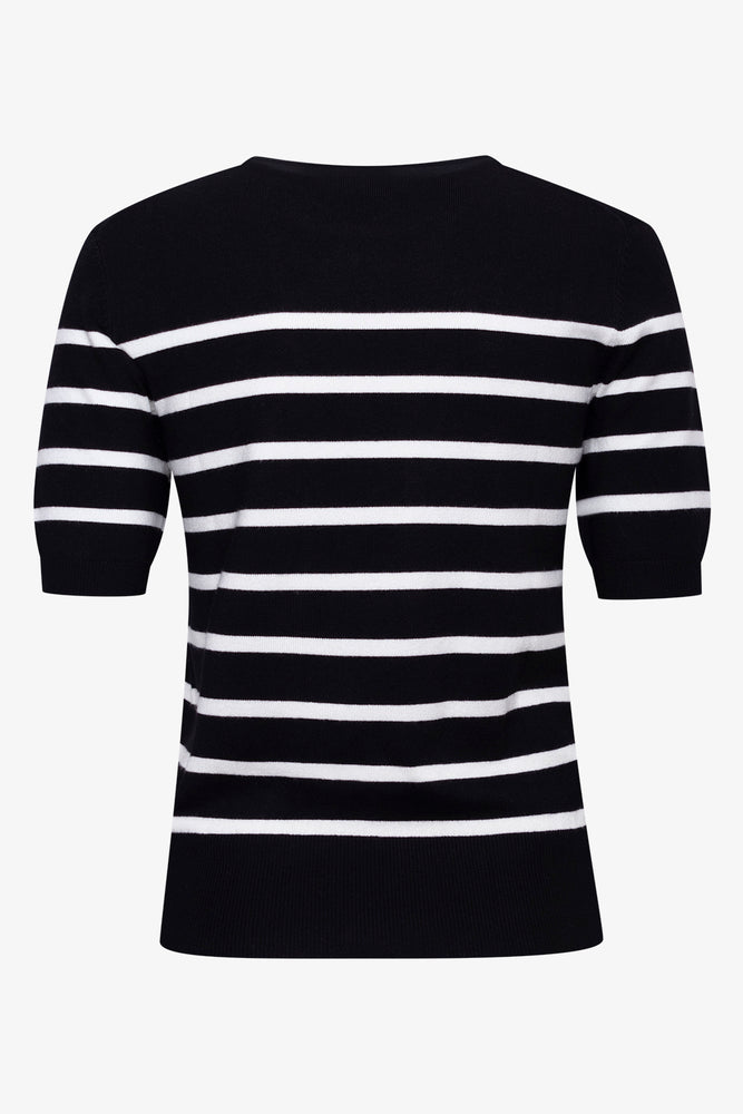 Stripe Crew Neck Jersey Black And White (1)