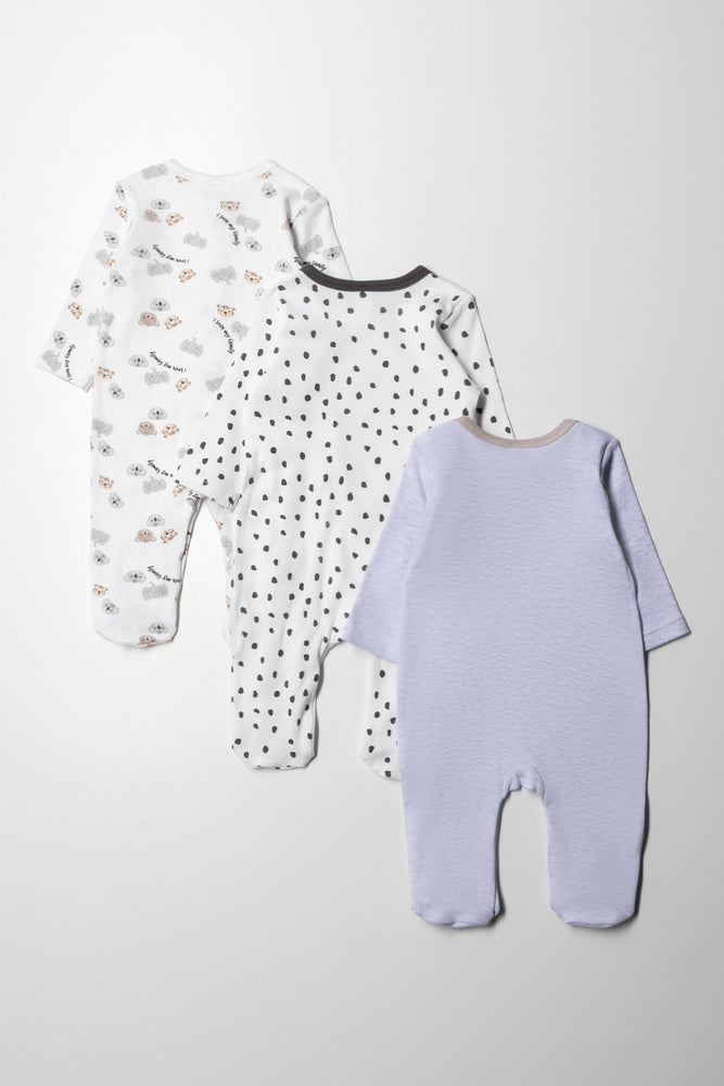 3 Pack Baby-Grow Uni Blue (4)