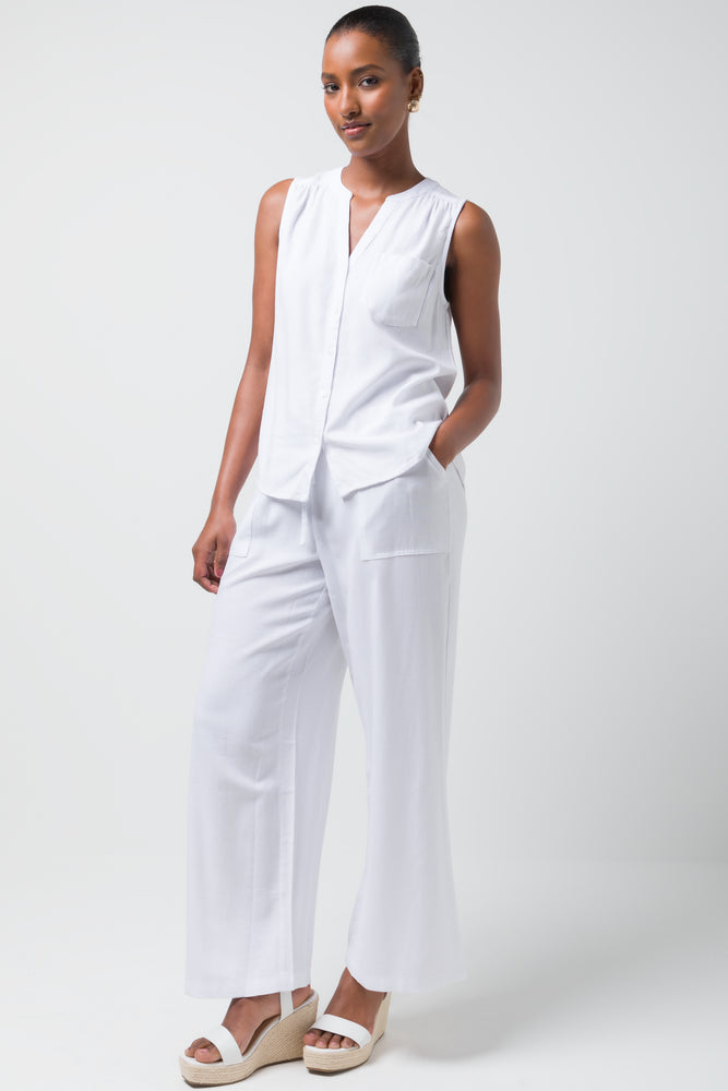 Sleeveless Shirt Linen White