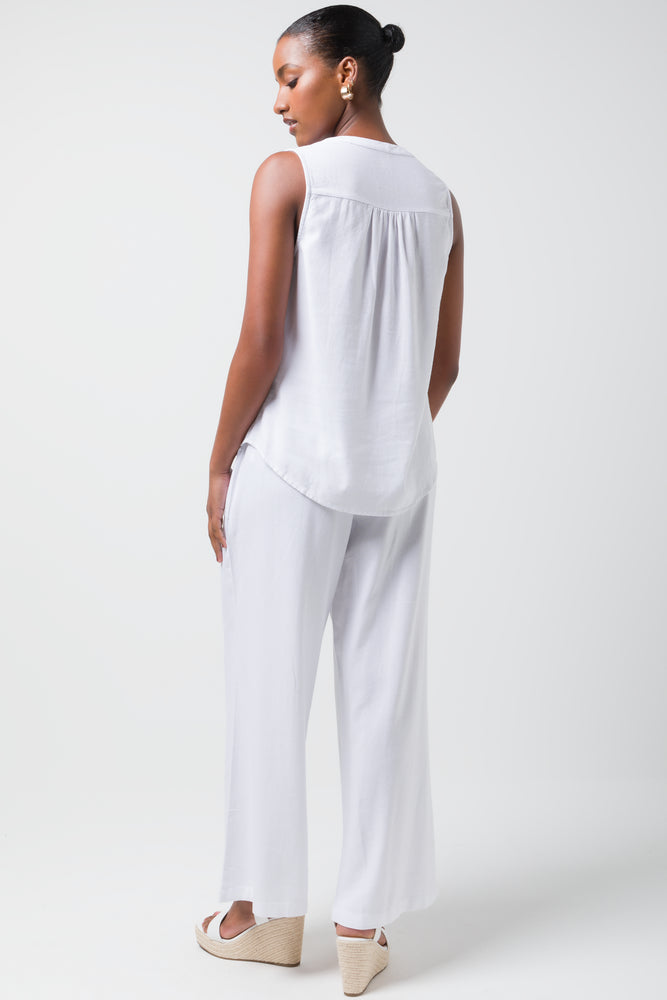 Sleeveless Shirt Linen White (2)