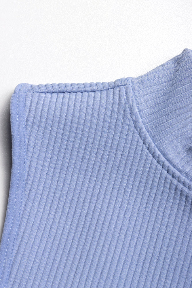 Seamfree Turtle Neck Sleeveless Dress Blue (1)