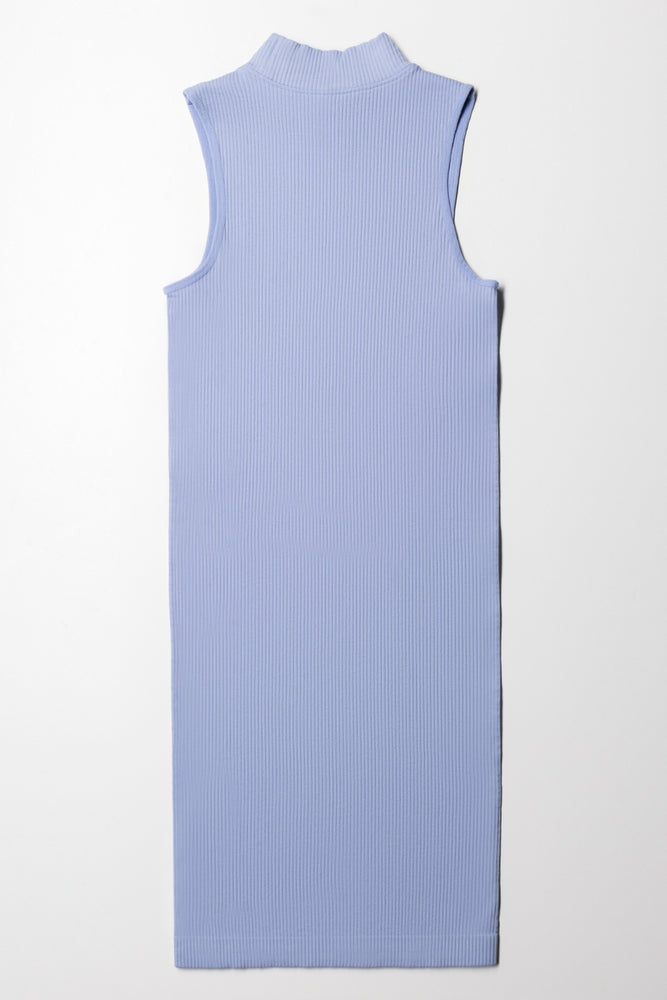Seamfree Turtle Neck Sleeveless Dress Blue (2)