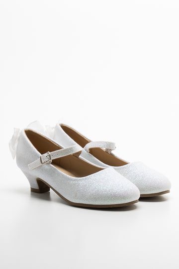 Glitter Bow Heel White