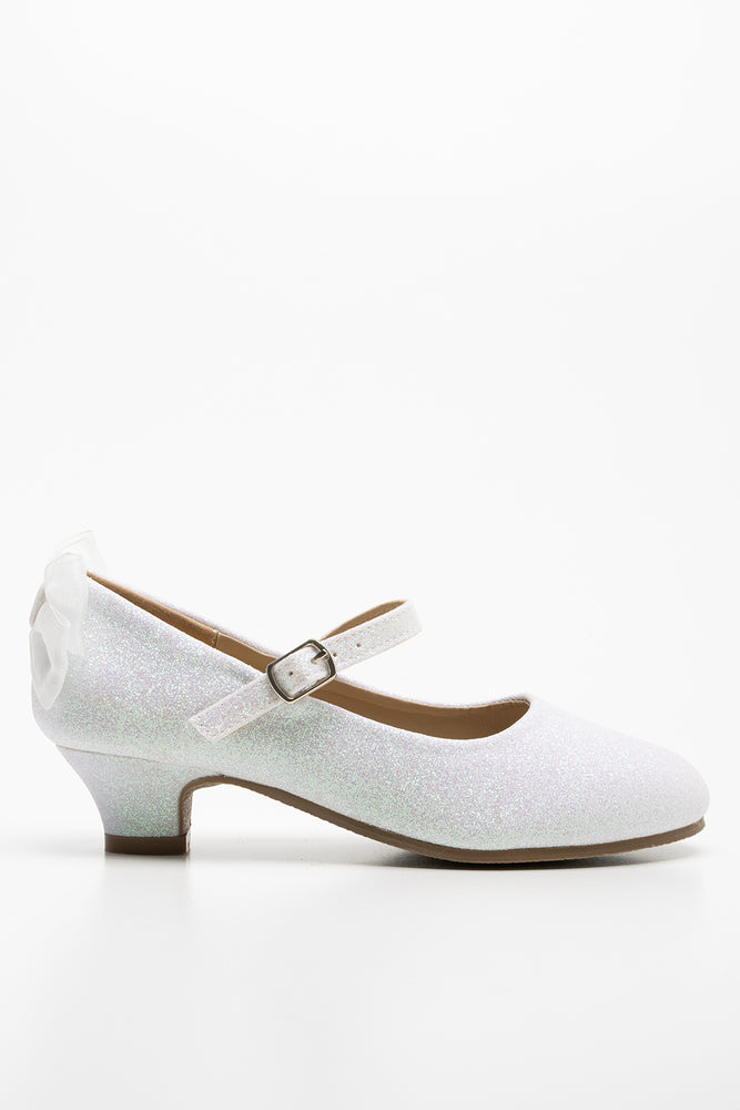 Glitter Bow Heel White