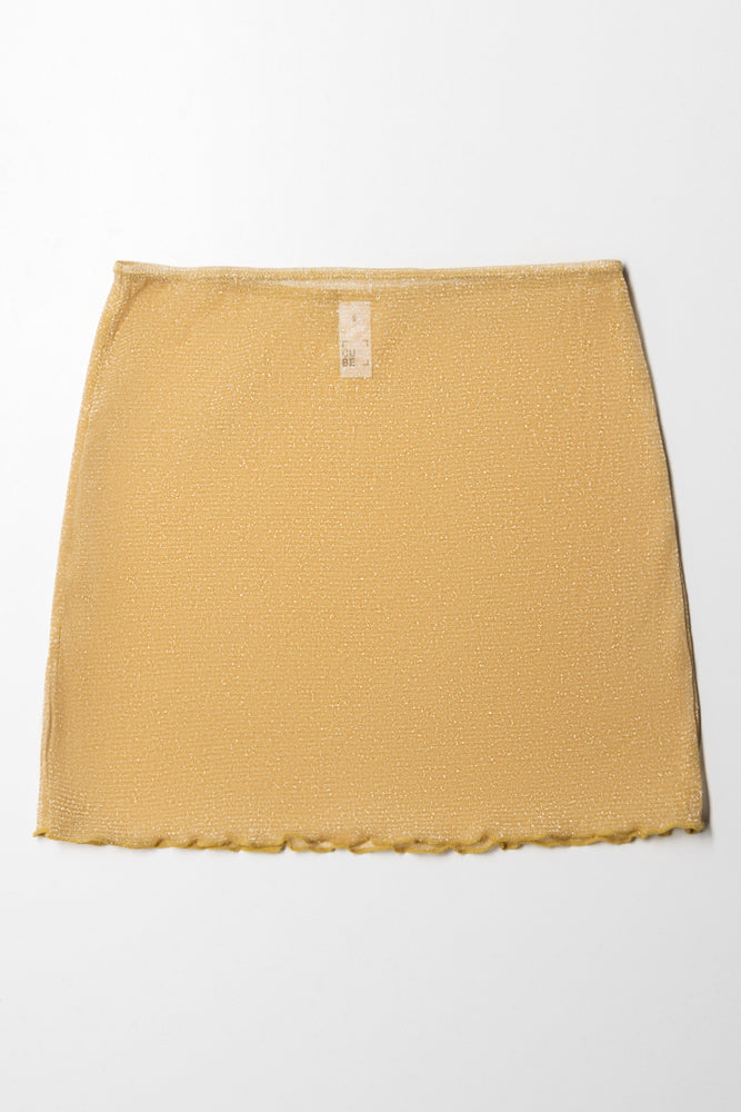 Mesh Swim Coverup Skirt Gold