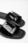 Textured Mule Sandal Black (2)