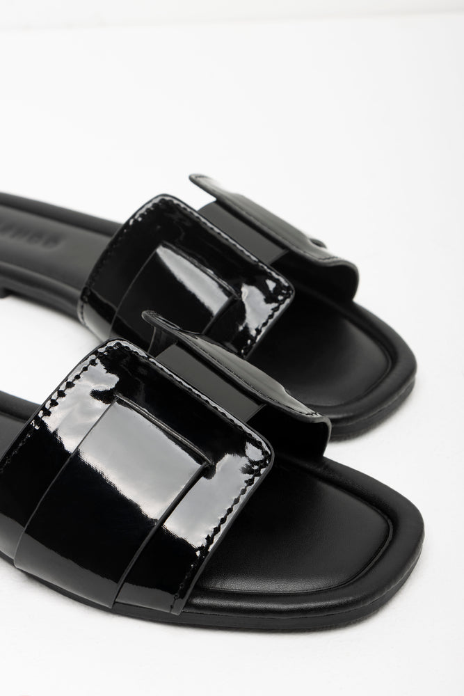Textured Mule Sandal Black (2)