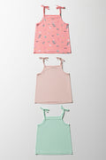 3 Pack Strappy Vests Pink & Aqua (2)
