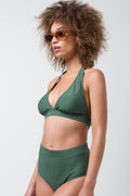 Textured Halterneck Bikini Top Green (2)
