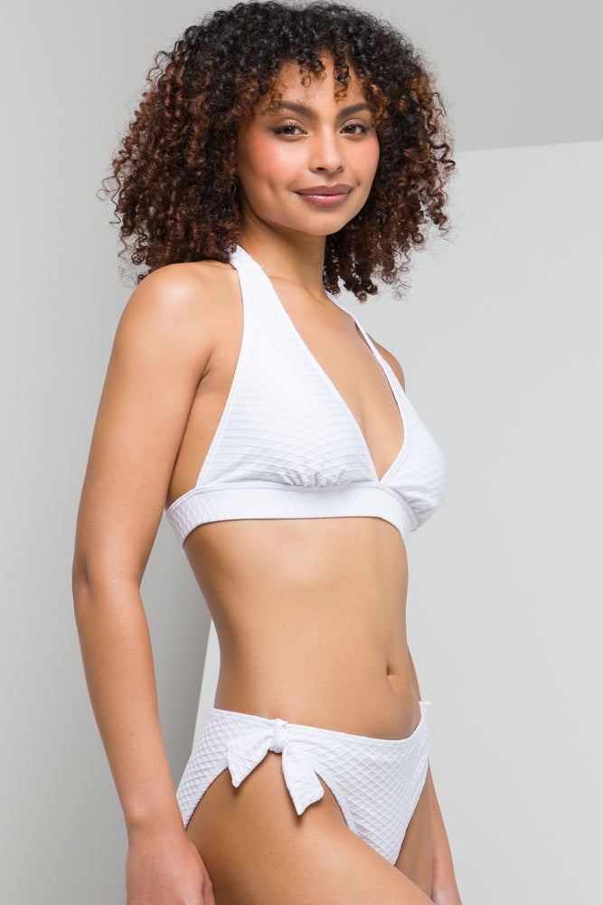 Textured Bikini Bottom With Tie White (2)