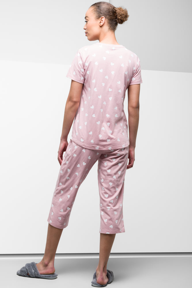 Heart Capri Pyjamas Pink (2)