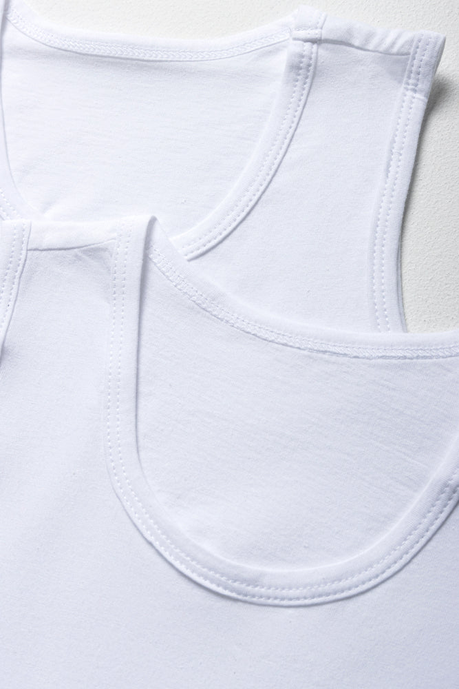 2 Pack Sleeveless Vests White (1)