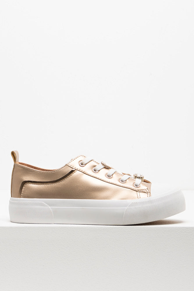 Diamante Heart Sneaker Gold