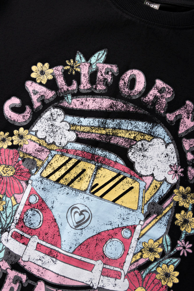 California Dreaming Oversized Short Sleeve T-Shirt Black (1)