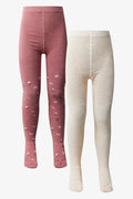 2 Pack Daisy Tights Pink & Natural