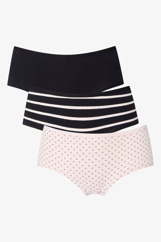 3 Pack Stripe Boylegs Black & Light Pink (1)