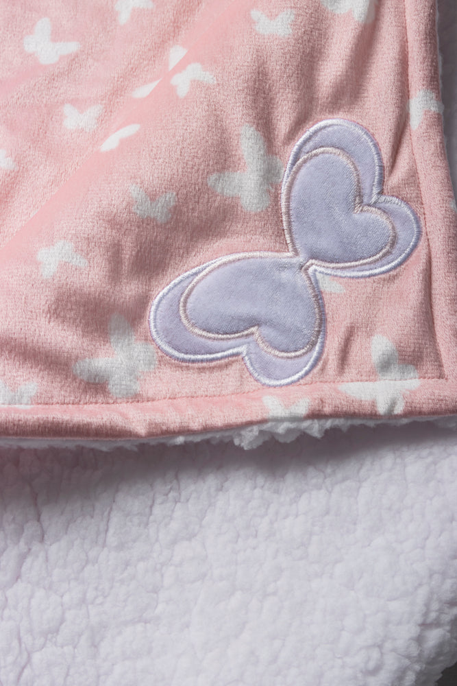 Butterfly Sherpa Blanket Pink (1)