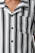 Stripe Short Sleeve Shirts White (3)