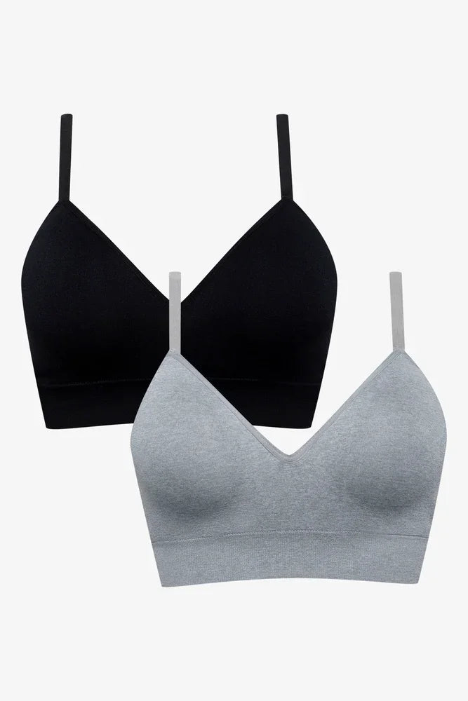 2Pack Seamfree Bralette Grey Melange And Black (1)