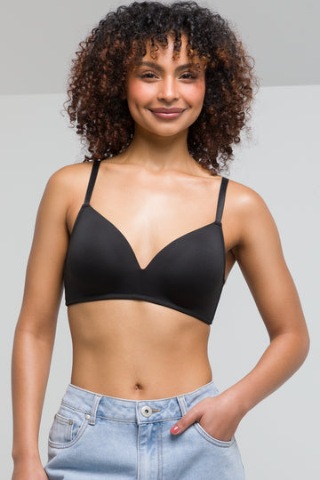 2 Pack Smooth Padded Wire Free Bras Black