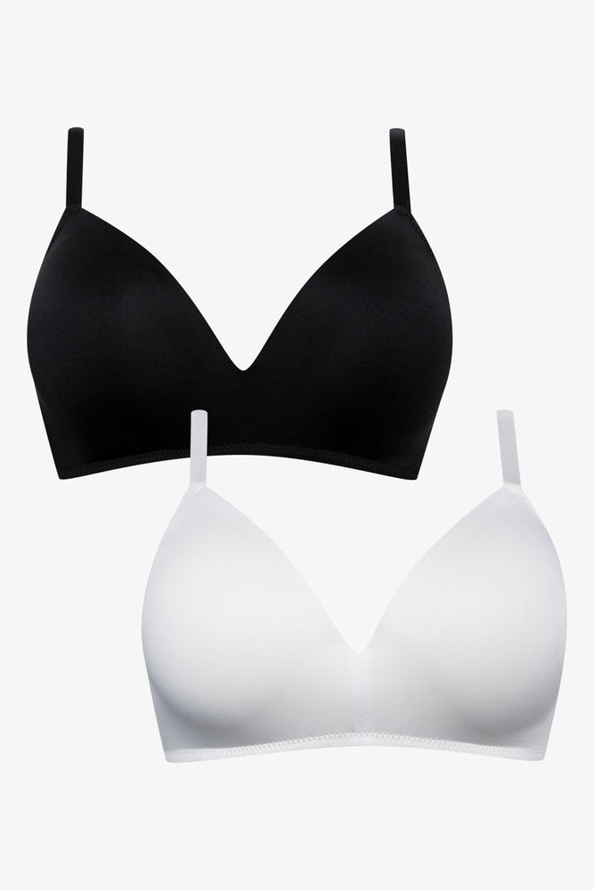 2 Pack Smooth Padded Wire Free Bras Black