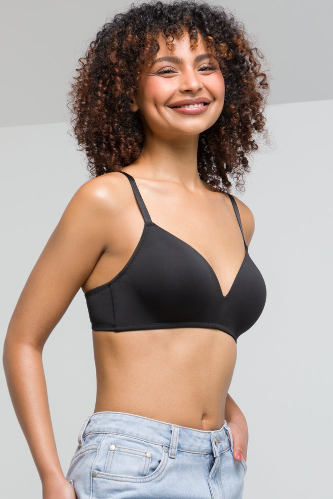 2 Pack Smooth Padded Wire Free Bras Black (2)