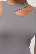 Cutout Seamless Bodycon Dress Charcoal (3)