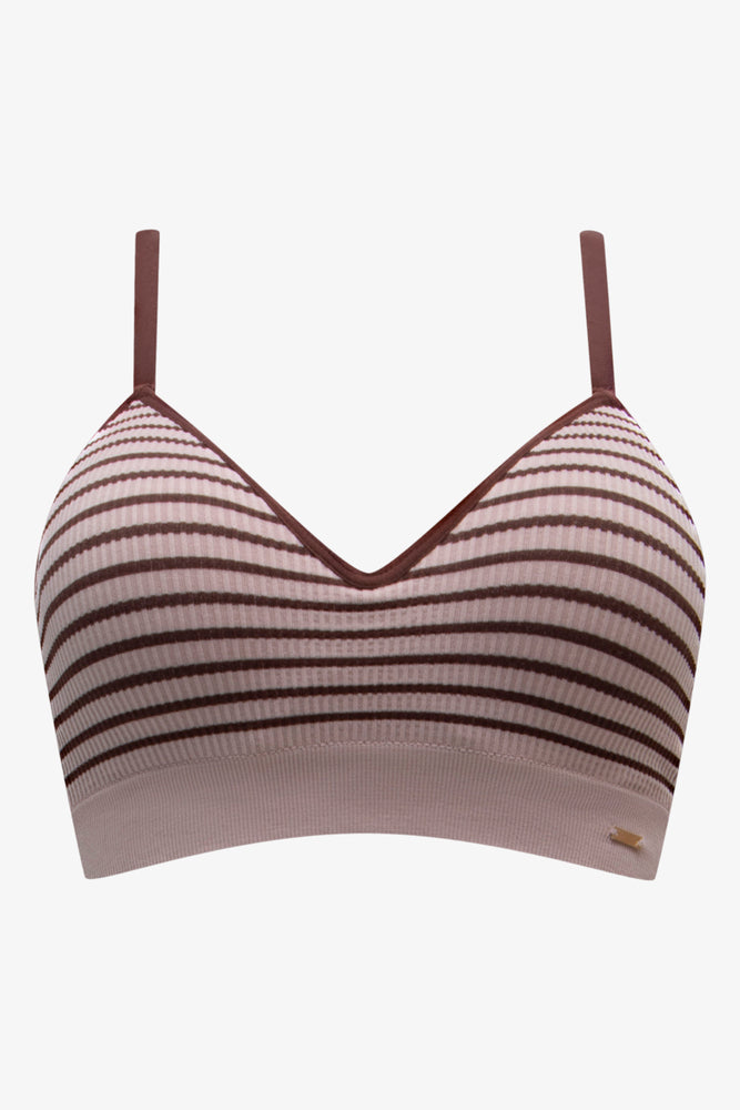 Stripe Seam-Free Bralette Brown