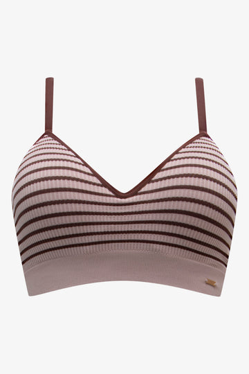 Stripe Seam-Free Bralette Brown