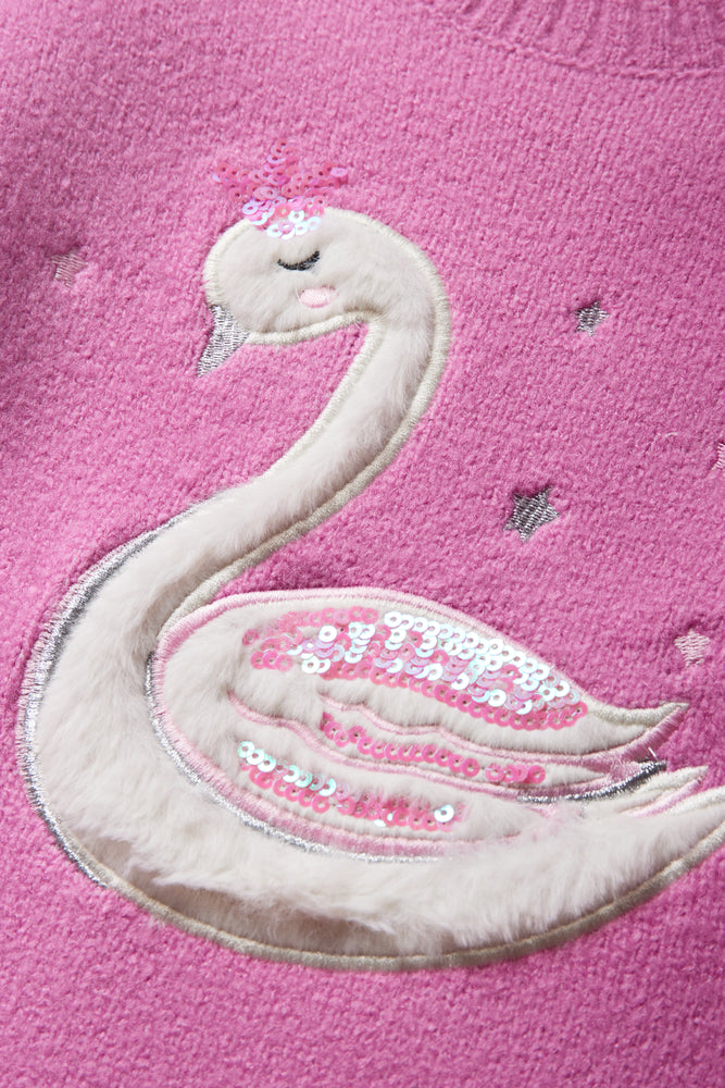 Swan Crew Neck Jersey Pink