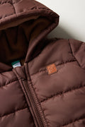 Hooded Puffer Jacket Brown (1)